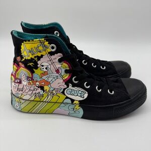 VTG Converse Chuck Taylor M6 W8 Pop Art Doodle Rainbow Skulls Graffiti High